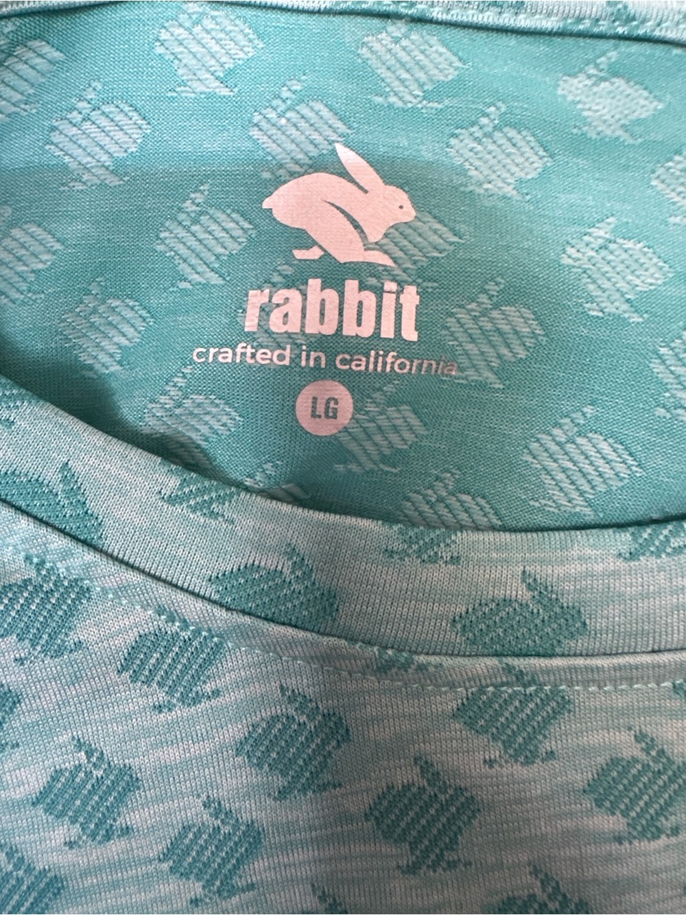 rabbit Performance Long Sleeve Top in Teal with Bunny Print - Picture 2 of 5